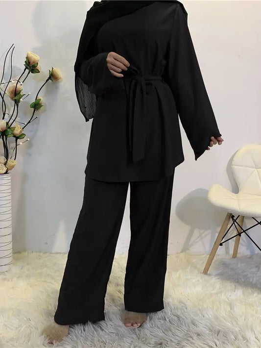 Kaftan Dubai Abaya Turkey Muslim Sets Tops and Pants Dress Sets Islam Clothing Abayas for Women Robe Ensembles Musulman