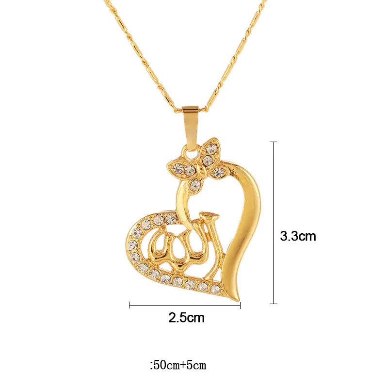 Collier Pendentif Cœur Allah Islamique pour Femmes