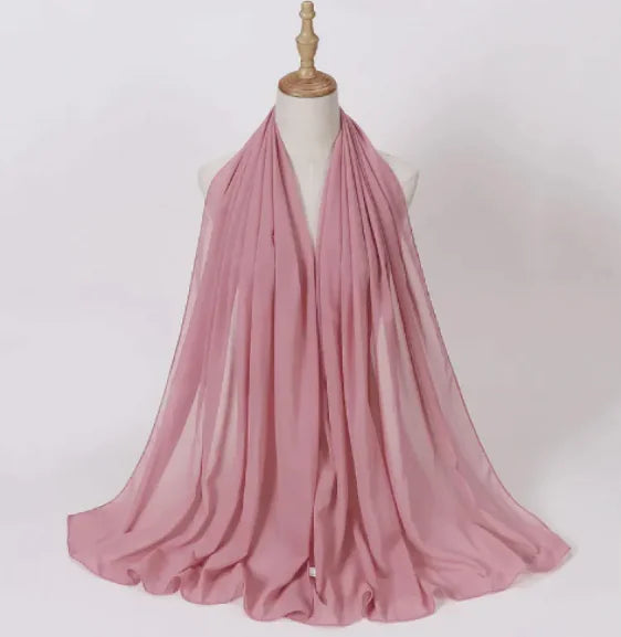 Écharpe en Mousseline Perle Élégante - Châle Musulman Uni (Femmes)