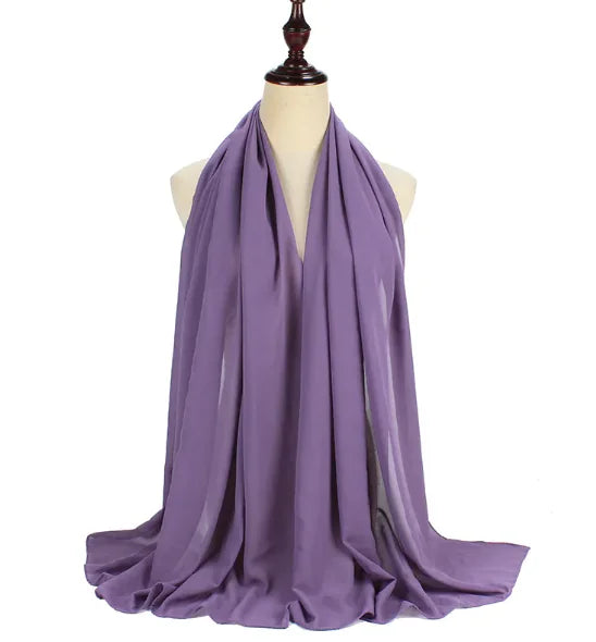 Écharpe en Mousseline Perle Élégante - Châle Musulman Uni (Femmes)